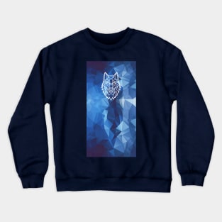 Wolf geometric style blue abstract background Crewneck Sweatshirt